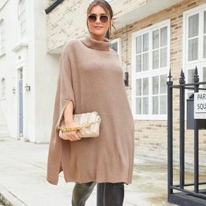 High neck poncho sweater